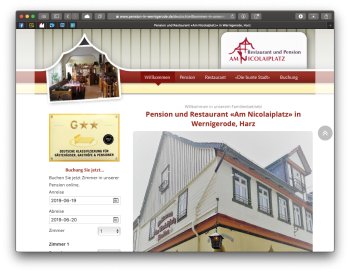 : EasyBooking-Partner :: Website Restaurant und Pension am Nico, Wernigerode :